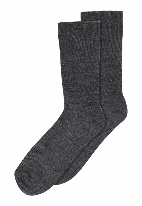 MP DENMARK FINE WOOL RIB SOCKS DARK GREY MELANGE